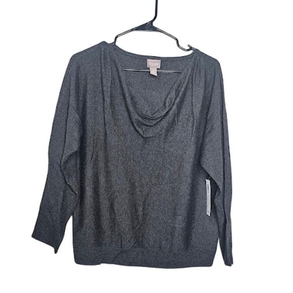 NWT Chico's Touch of Cashmere Sweater Size 1 Gray Soft Knit Drape Neck Pullover - Picture 1 of 5